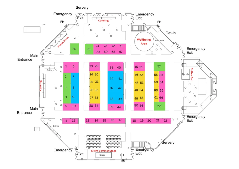 BABICM 2027 exhibition floor plan showing Wheel of Health at Stand 35